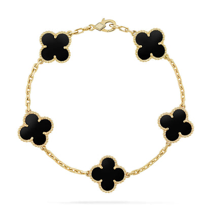 [Cadisa]Force Horseshoe & Clover 5 Motifs Bracelet Stack Set