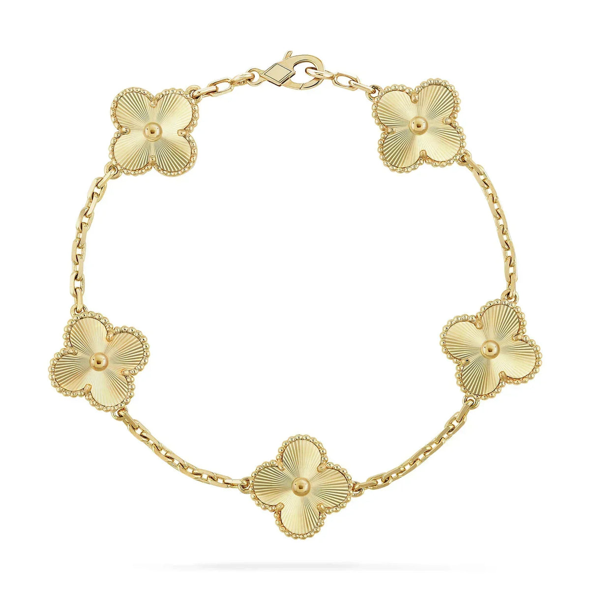[Cadisa]Clover Laser  Pulsar Stone 5-Motif & LOVE Diamond-Paved Bracelet Stack Set