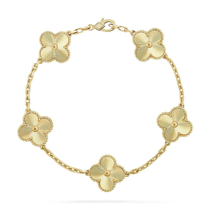 [Cadisa]Clover Laser  Pulsar Stone 5-Motif & LOVE Diamond-Paved Bracelet Stack Set