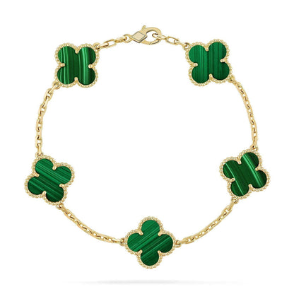 [Cadisa] CLOVER 5 MOTIF MALACHITE BRACELET COLLECTION