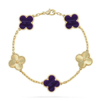 [Cadisa]CLOVER 5 MOTIF PURPLE STRIPES BRACELET COLLECTION