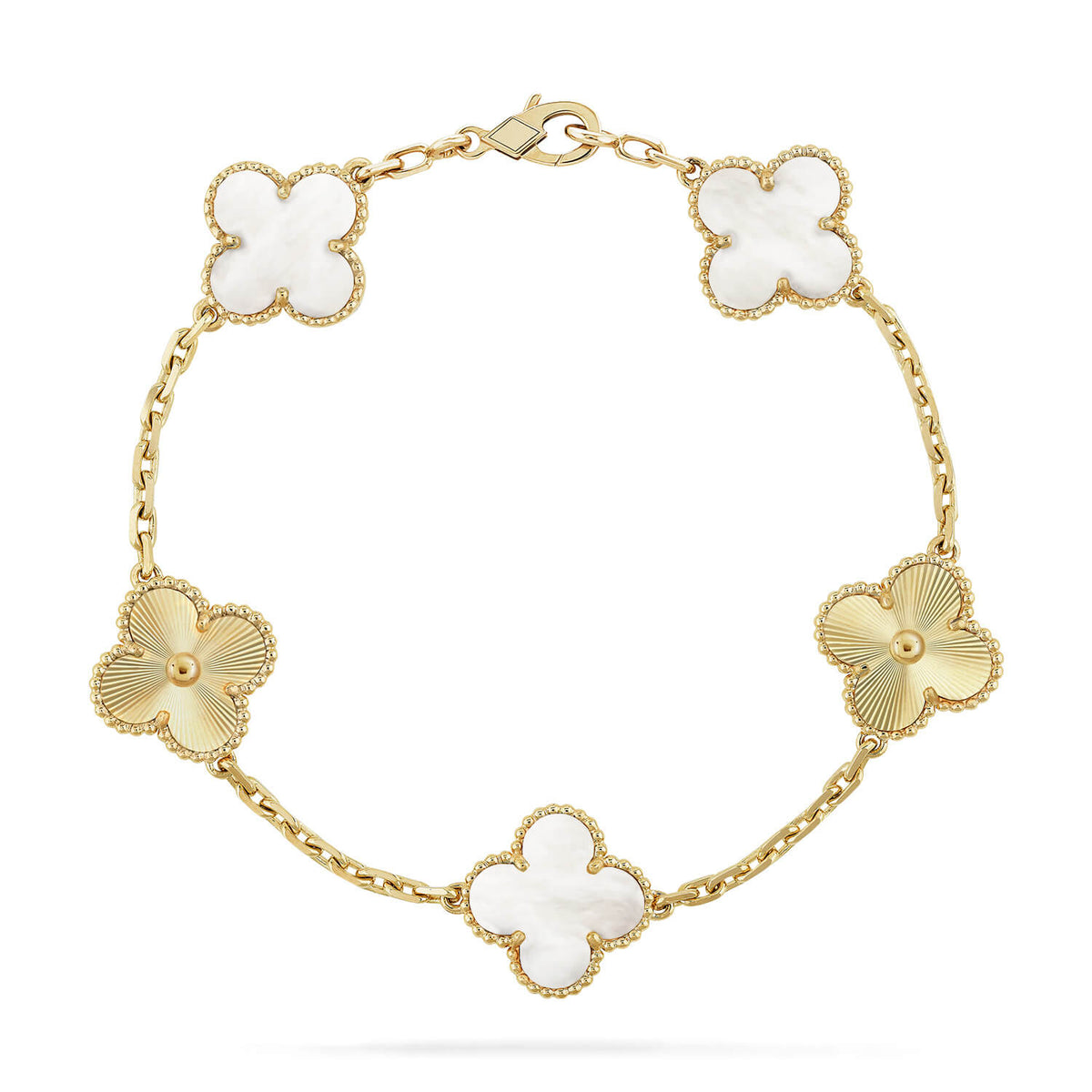 [Cadisa]CLOVER WHITE PEARL MOP 5 MOTIF BRACELET COLLECTION