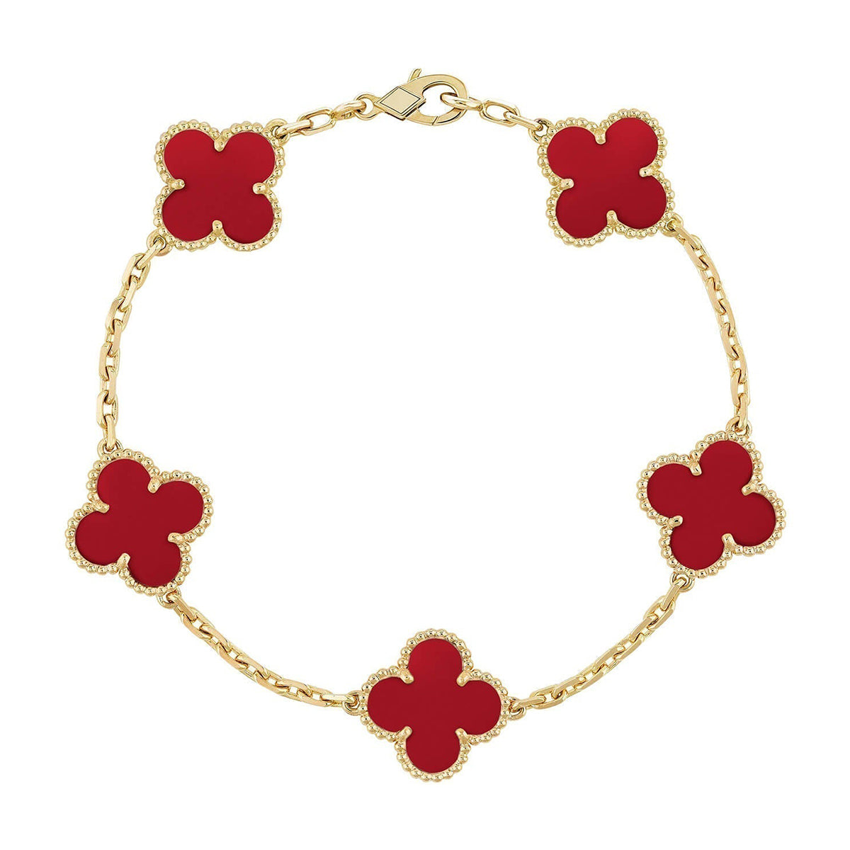[Cadisa] CLOVER 5 MOTIF RED CORNELIAN BRACELET COLLECTION