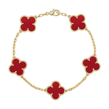 [Cadisa] CLOVER 5 MOTIF RED CORNELIAN BRACELET COLLECTION