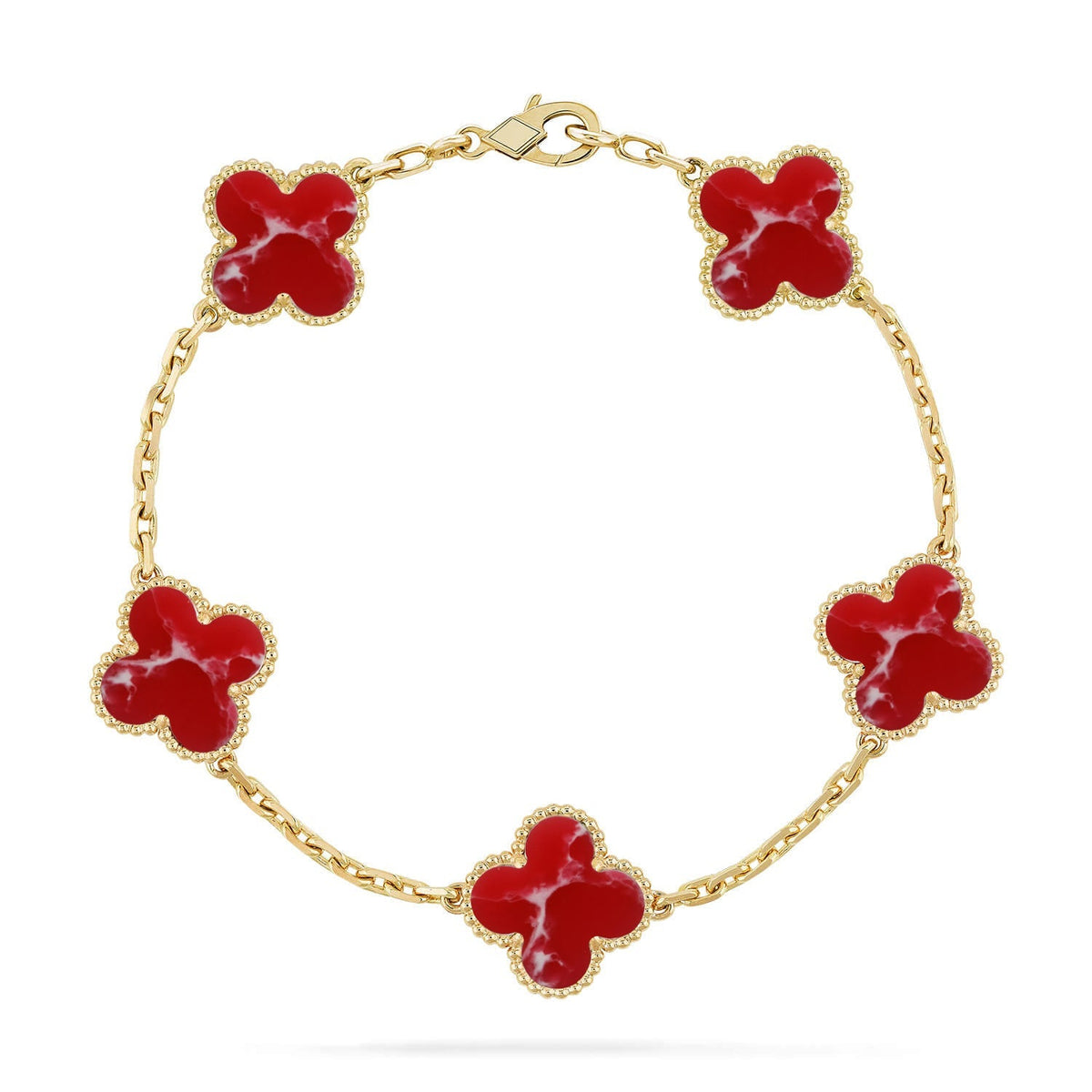 [Cadisa]CLOVER 5 MOTIF RED PATTERN BRACELET COLLECTION