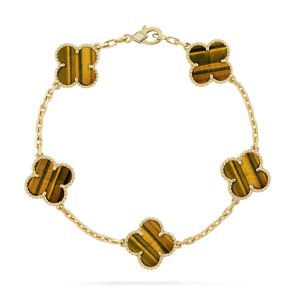 [Cadisa] CLOVER 5 MOTIFS TIGER EYE BRACELET COLLECTION