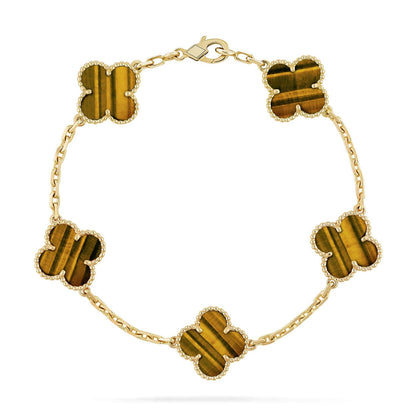 [Cadisa] CLOVER 5 MOTIFS TIGER EYE BRACELET COLLECTION