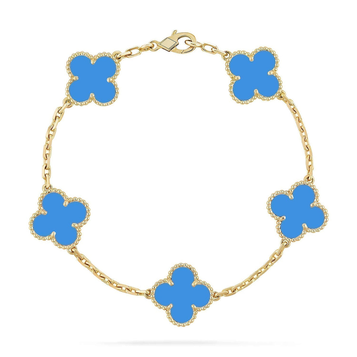 [Cadisa] CLOVER 5 MOTIF BLUE AGATE BRACELET COLLECTION