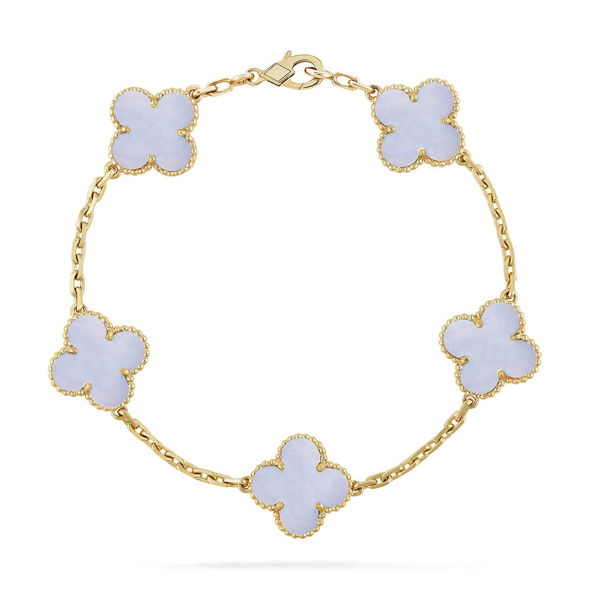 [Cadisa] CLOVER 5 MOTIF PURPLE CHALCEDONY BRACELET COLLECTION
