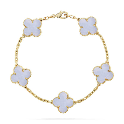 [Cadisa] CLOVER 5 MOTIF PURPLE CHALCEDONY BRACELET COLLECTION