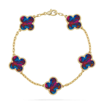 [Cadisa]CLOVER 5 MOTIF COLOR GEMSTONES BRACELET COLLECTION