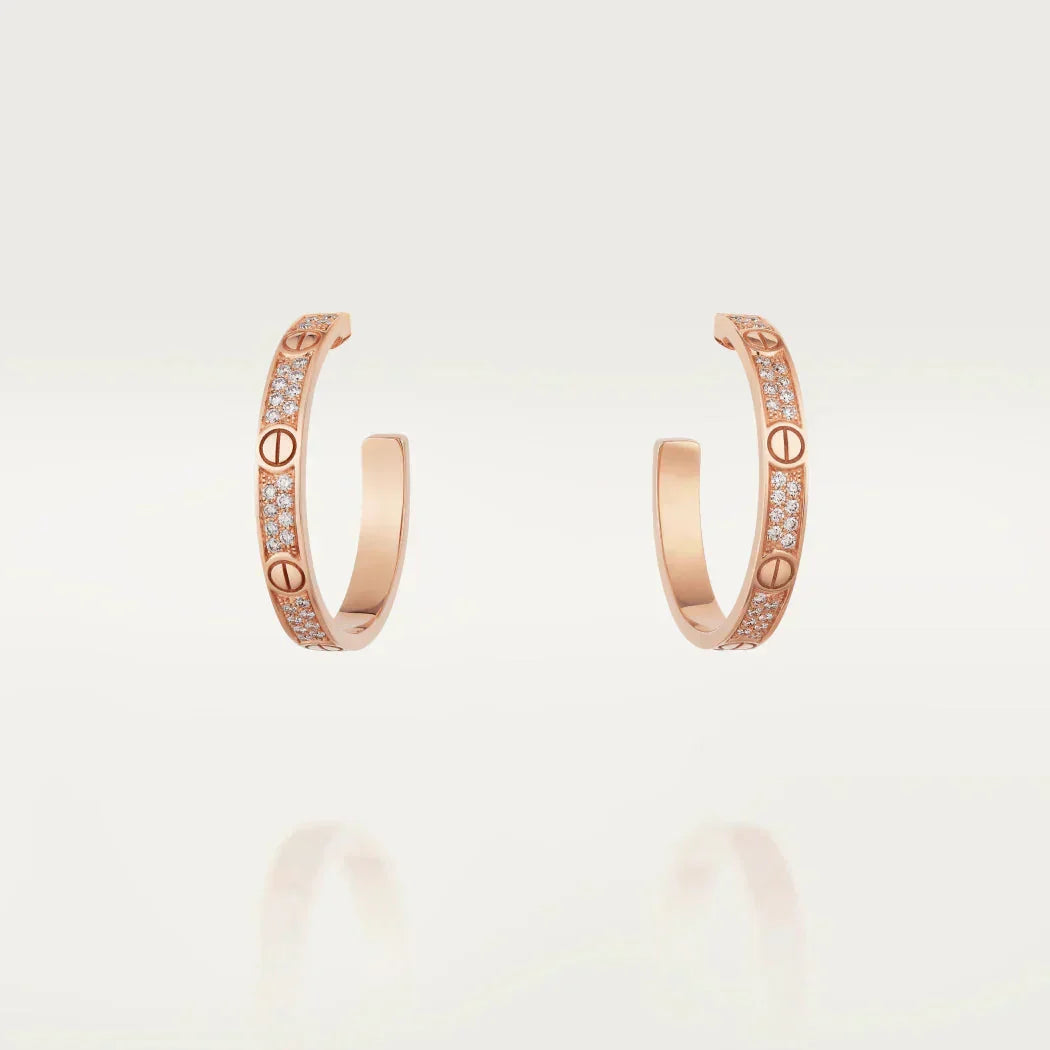 [Cadisa] LOVE EARRINGS 3.6MM DIAMOND PAVED