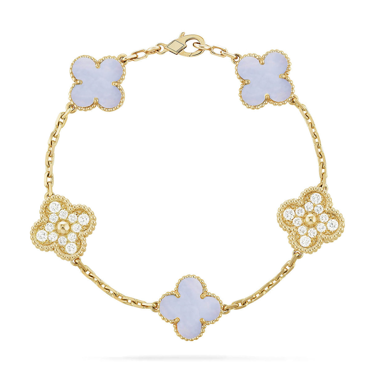 [Cadisa] CLOVER 5 MOTIF PURPLE CHALCEDONY BRACELET COLLECTION