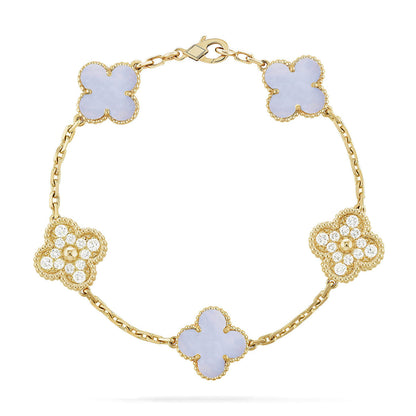 [Cadisa] CLOVER 5 MOTIF PURPLE CHALCEDONY BRACELET COLLECTION