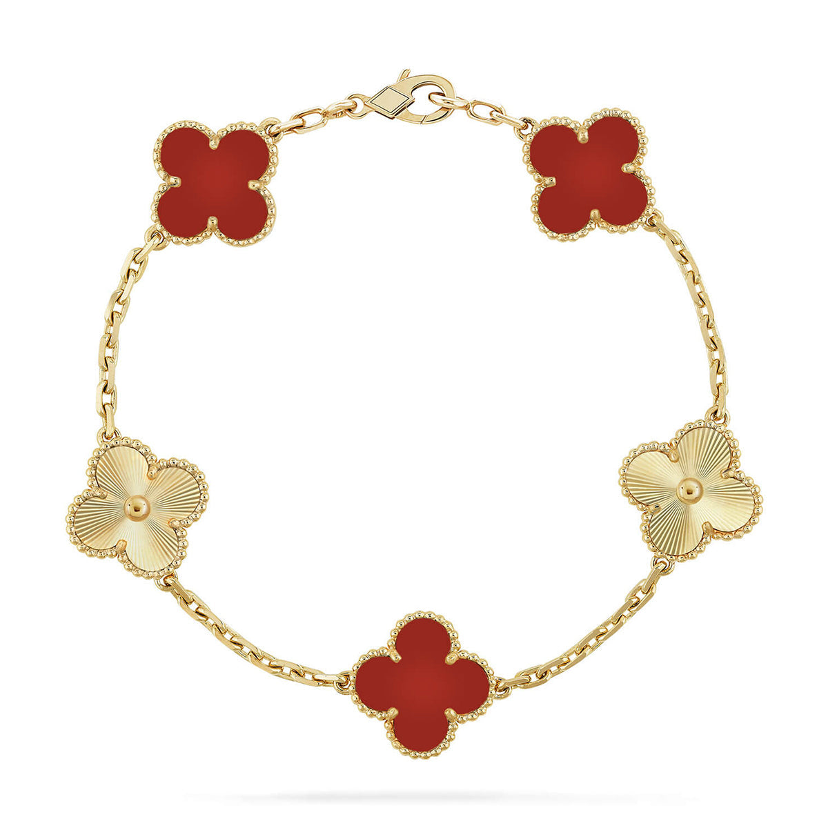 [Cadisa]Clover & Love Diamond-Paved Radiant Line 2-Piece Bracelet Stack Set
