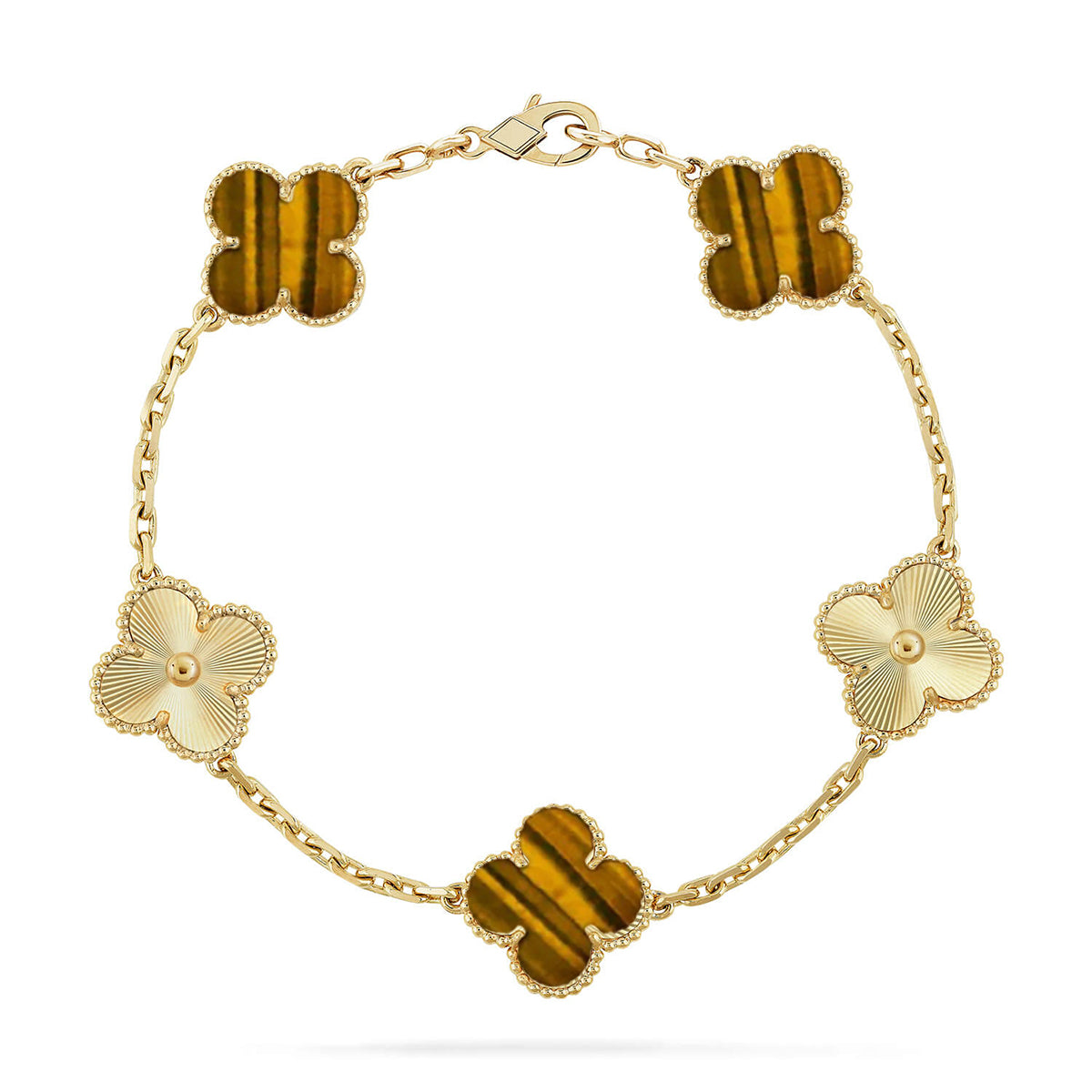 [Cadisa] CLOVER 5 MOTIFS TIGER EYE BRACELET COLLECTION