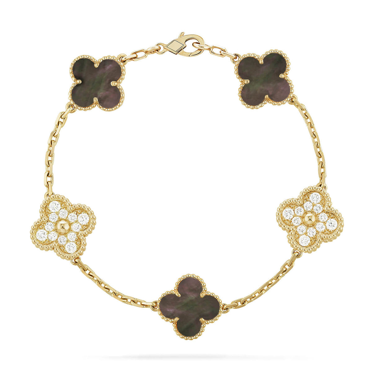 [Cadisa] CLOVER 5 MOTIF GRAY MOP BRACELET COLLECTION