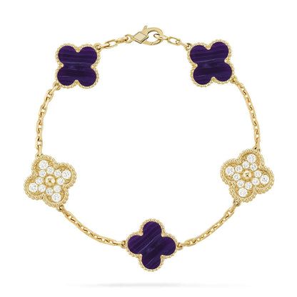 [Cadisa]CLOVER 5 MOTIF PURPLE STRIPES BRACELET COLLECTION