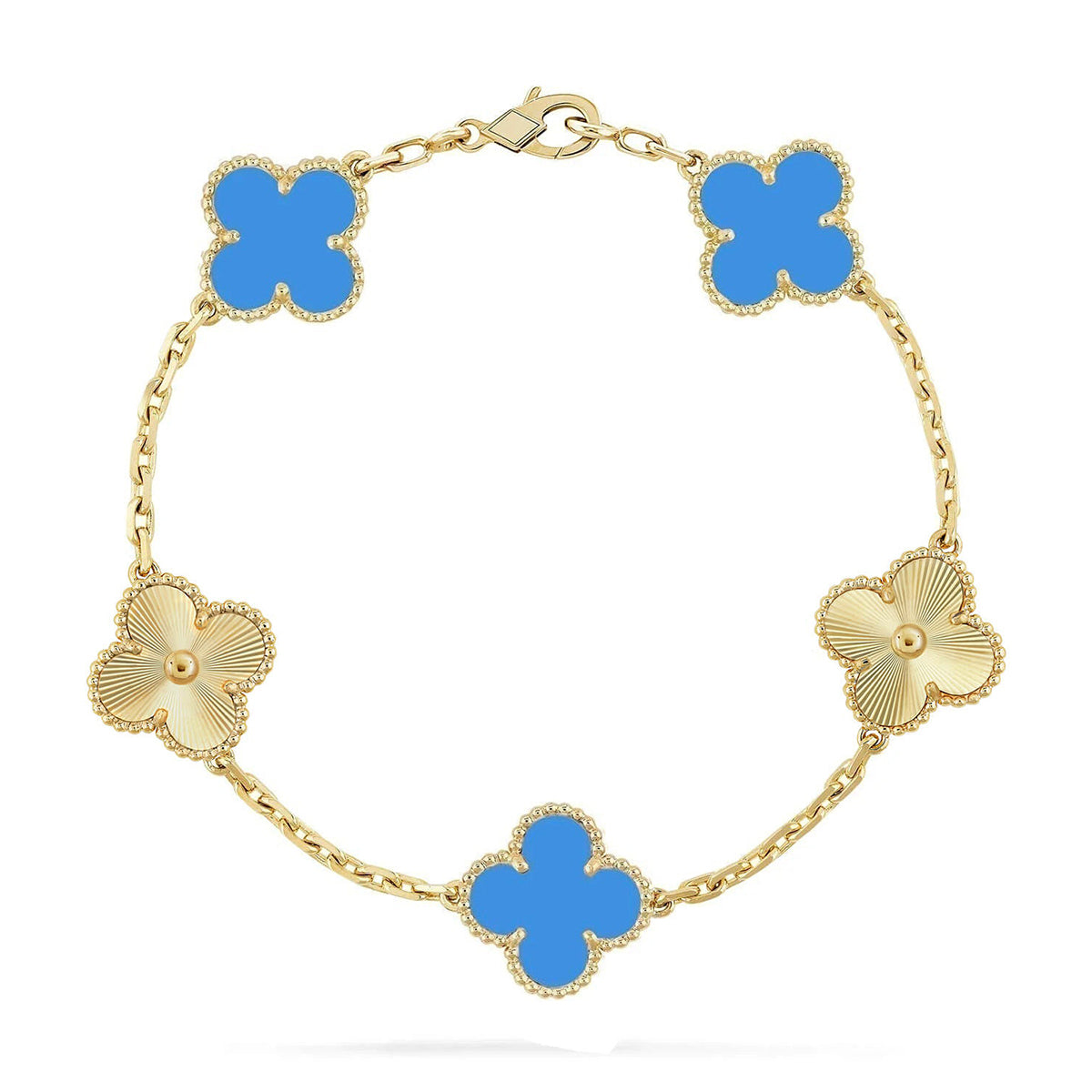[Cadisa] CLOVER 5 MOTIF BLUE AGATE BRACELET COLLECTION