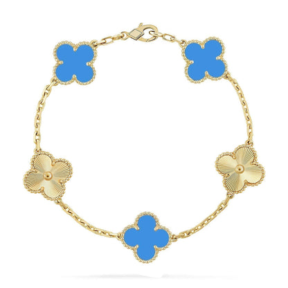 [Cadisa] CLOVER 5 MOTIF BLUE AGATE BRACELET COLLECTION