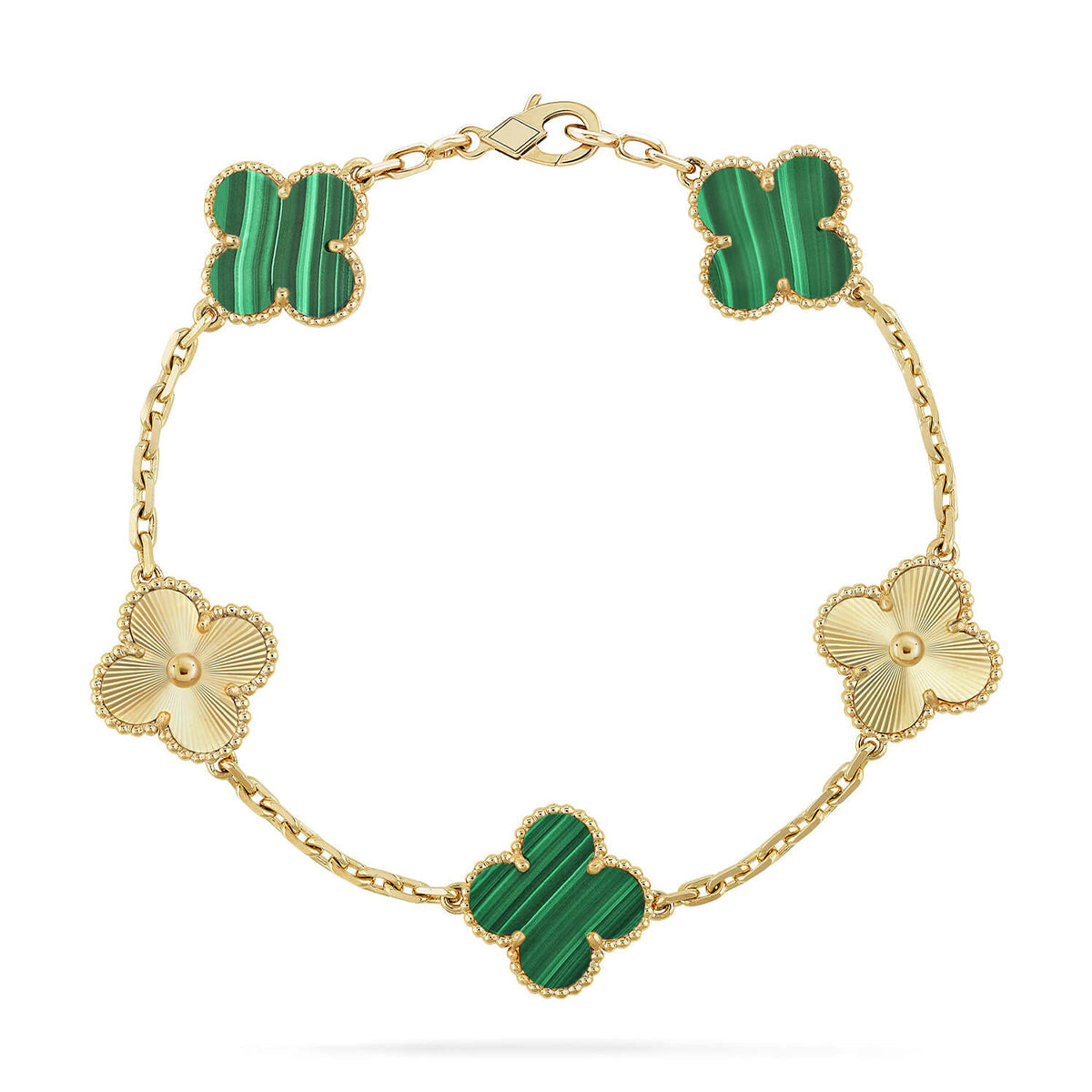 [Cadisa] CLOVER 5 MOTIF MALACHITE BRACELET COLLECTION