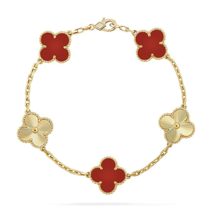 [Cadisa] CLOVER 5 MOTIF RED CORNELIAN BRACELET COLLECTION