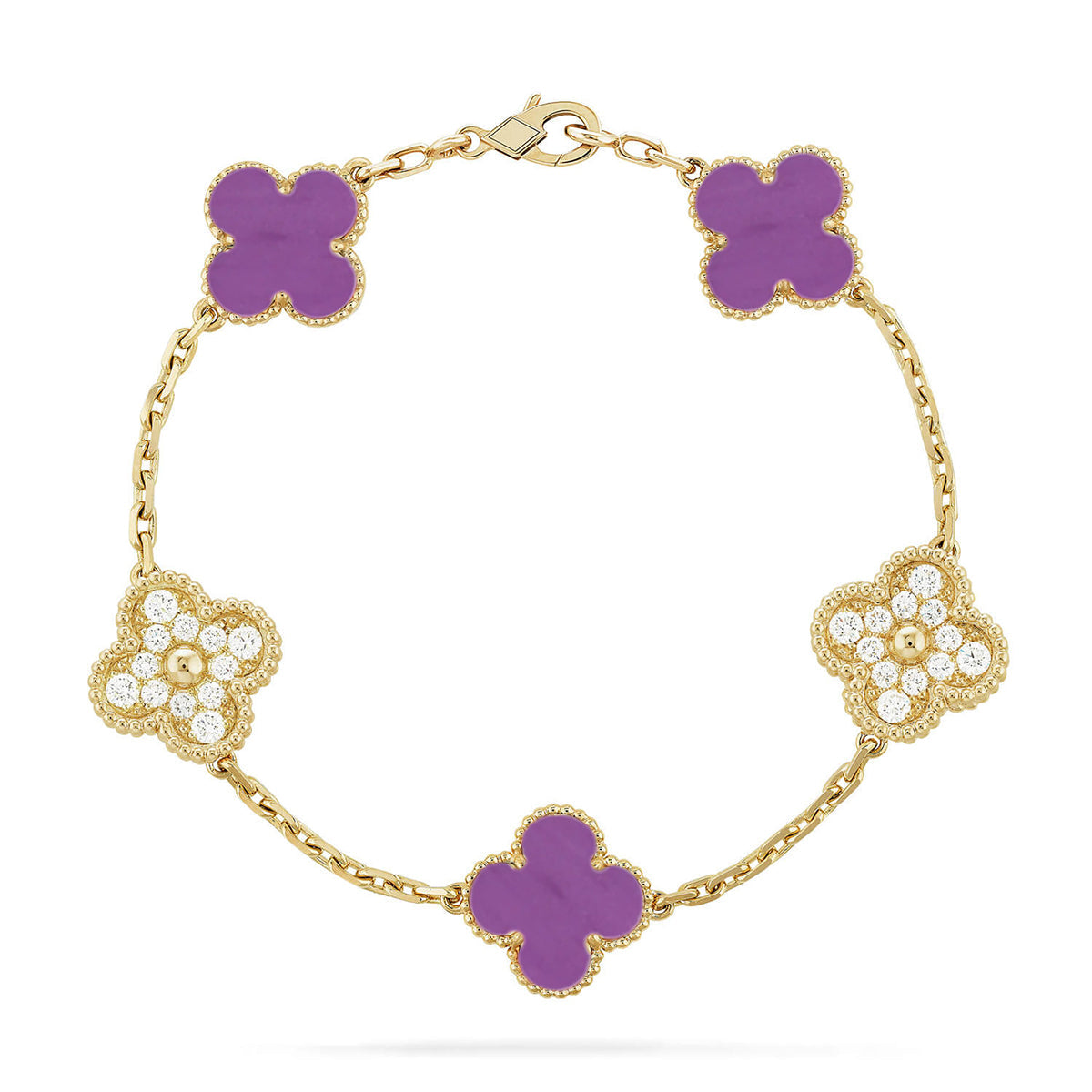 [Cadisa] CLOVER 5 MOTIF VIOLET BRACELET COLLECTION