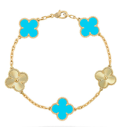 [Cadisa] CLOVER 5 MOTIF TURQUOISE BRACELET COLLECTION