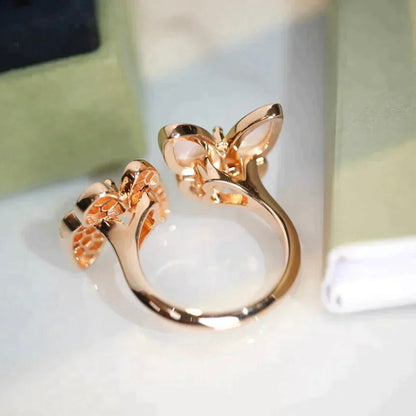 [Cadisa]TWIN BUTTERFLY DIAMOND MOP RING