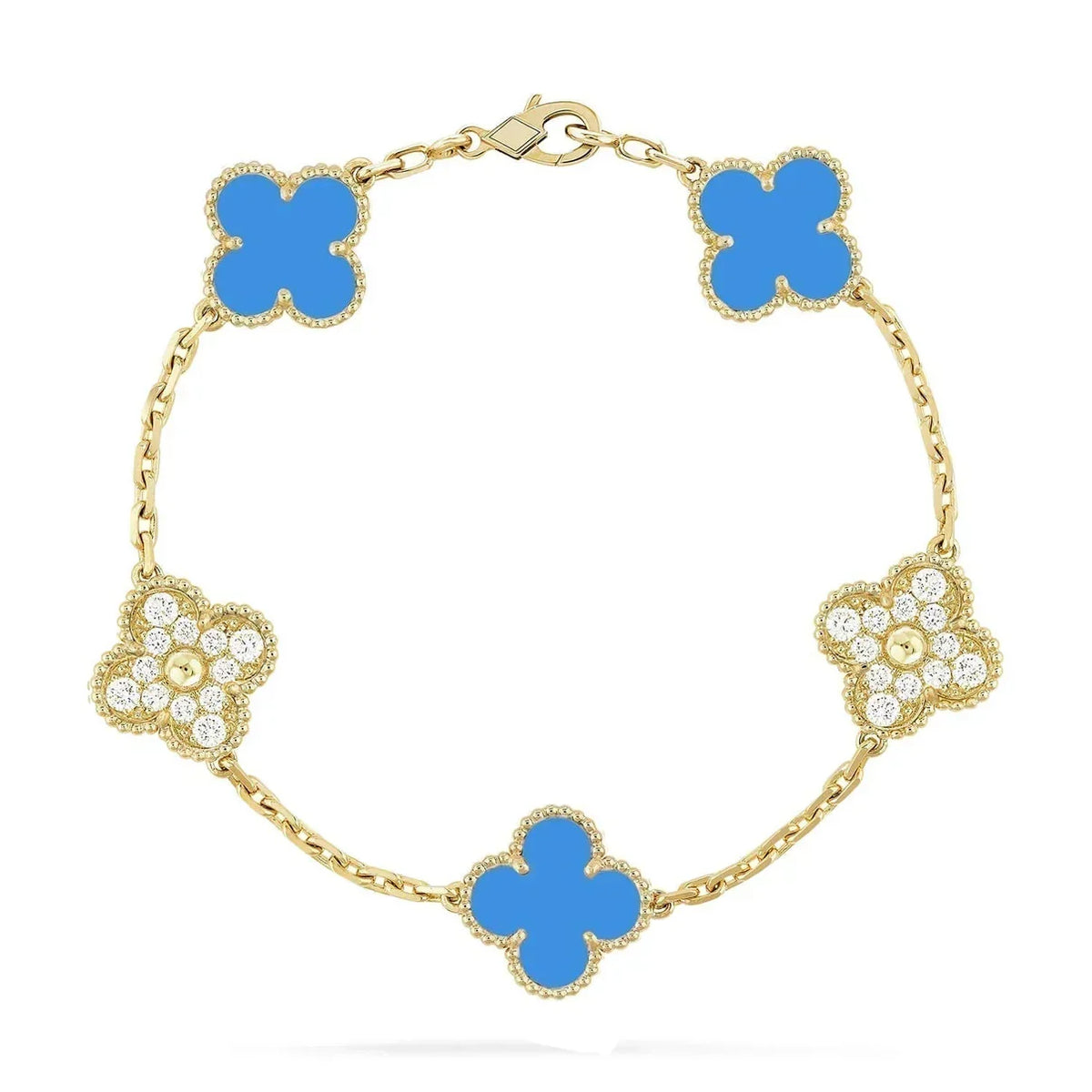 [Cadisa] CLOVER 5 MOTIF BLUE AGATE BRACELET COLLECTION