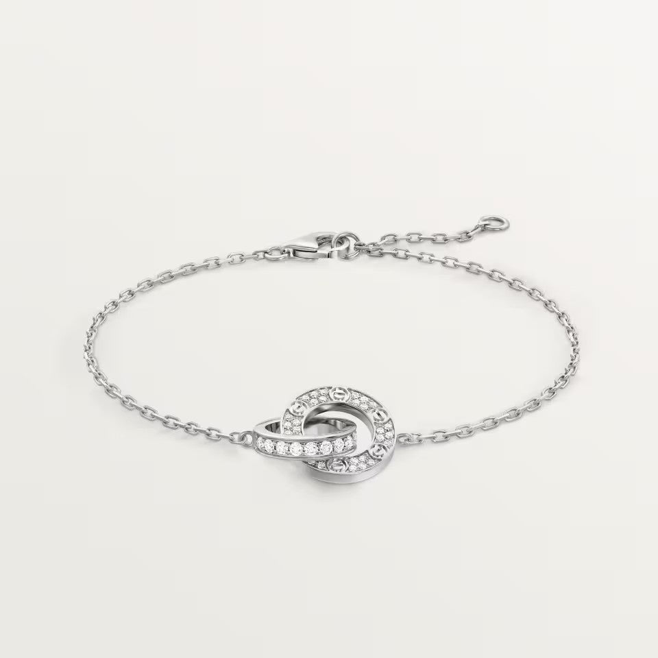 [Cadisa] LOVE DOUBLE RING FULL DIAMOND BRACELET