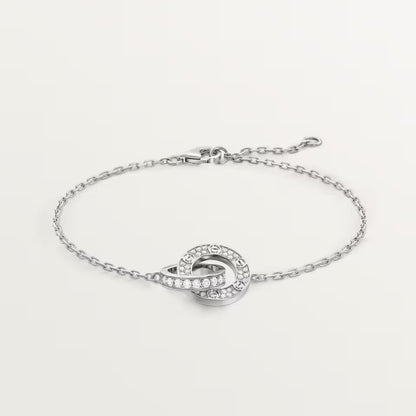 [Cadisa] LOVE DOUBLE RING FULL DIAMOND BRACELET