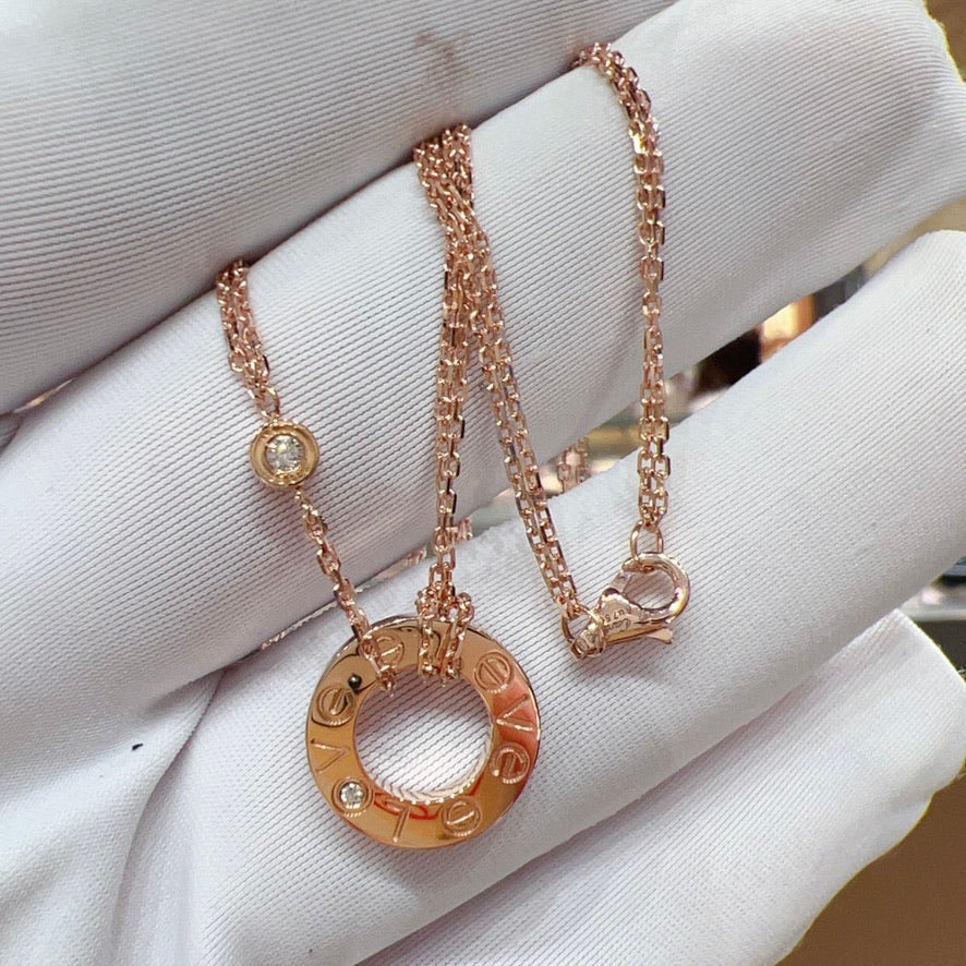 [Cadisa] LOVE NECKLACE 16MM 2 DIAMONDS
