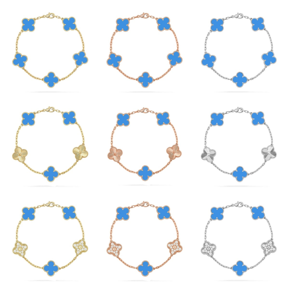 [Cadisa] CLOVER 5 MOTIF BLUE AGATE BRACELET COLLECTION
