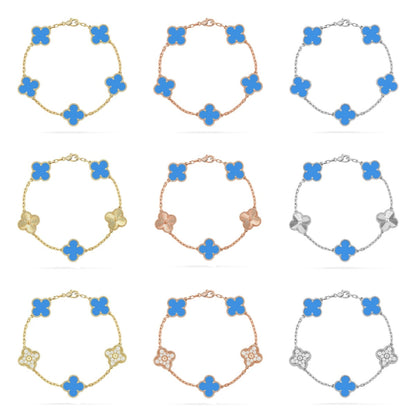 [Cadisa] CLOVER 5 MOTIF BLUE AGATE BRACELET COLLECTION