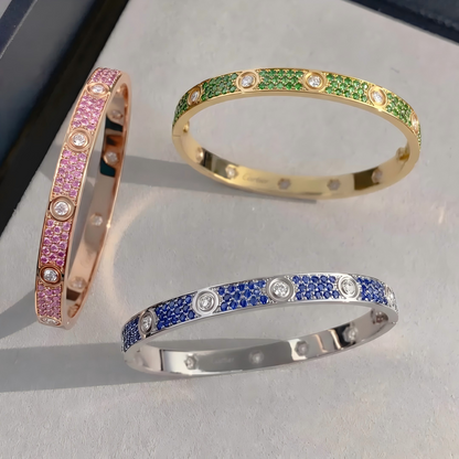 [Cadisa]2026 PAVE GEMSTONE LOVE BRACELET 6.1MM 10 DIAMONDS