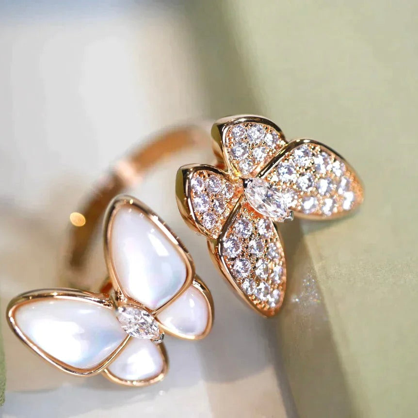 [Cadisa]TWIN BUTTERFLY DIAMOND MOP RING