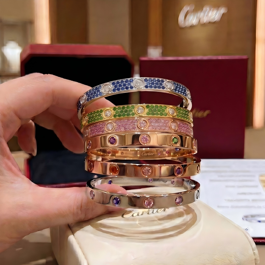 [Cadisa]2026 PAVE GEMSTONE LOVE BRACELET 6.1MM 10 DIAMONDS