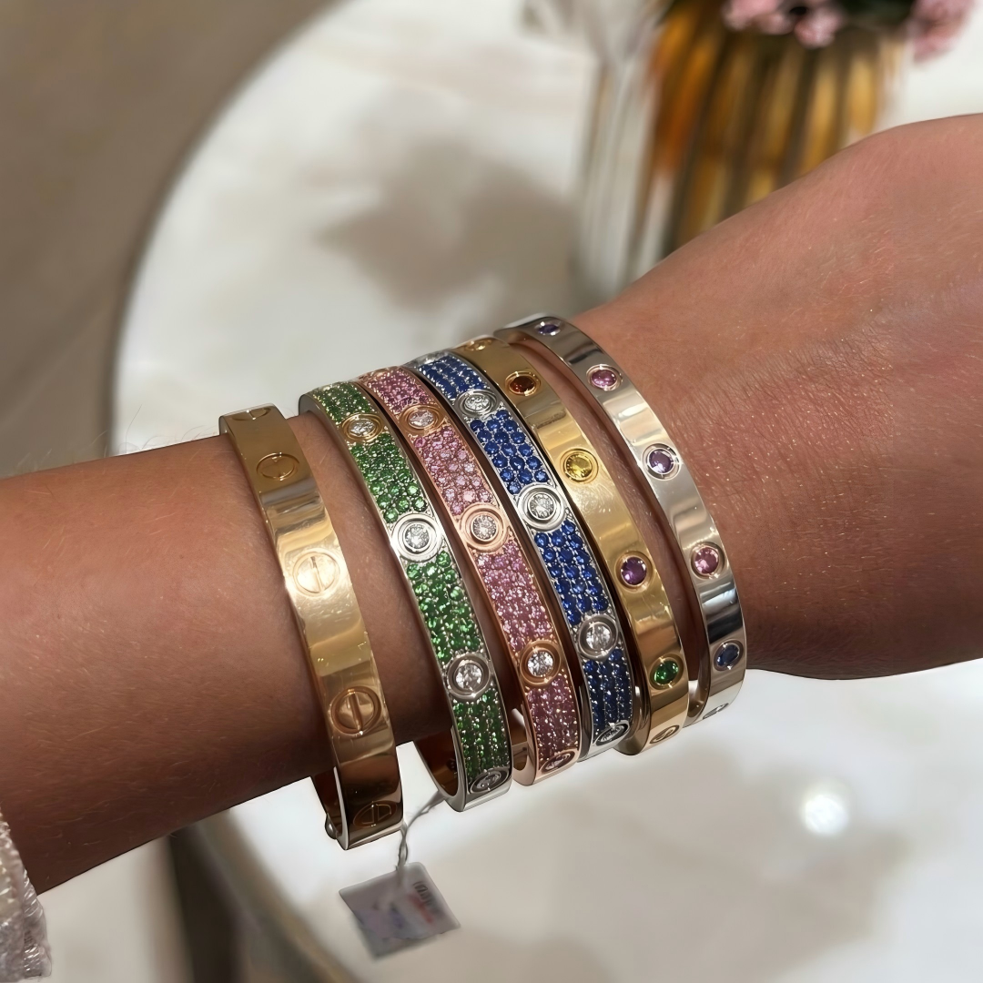 [Cadisa]2026 PAVE GEMSTONE LOVE BRACELET 6.1MM 10 DIAMONDS