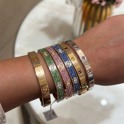 [Cadisa]2026 PAVE GEMSTONE LOVE BRACELET 6.1MM 10 DIAMONDS