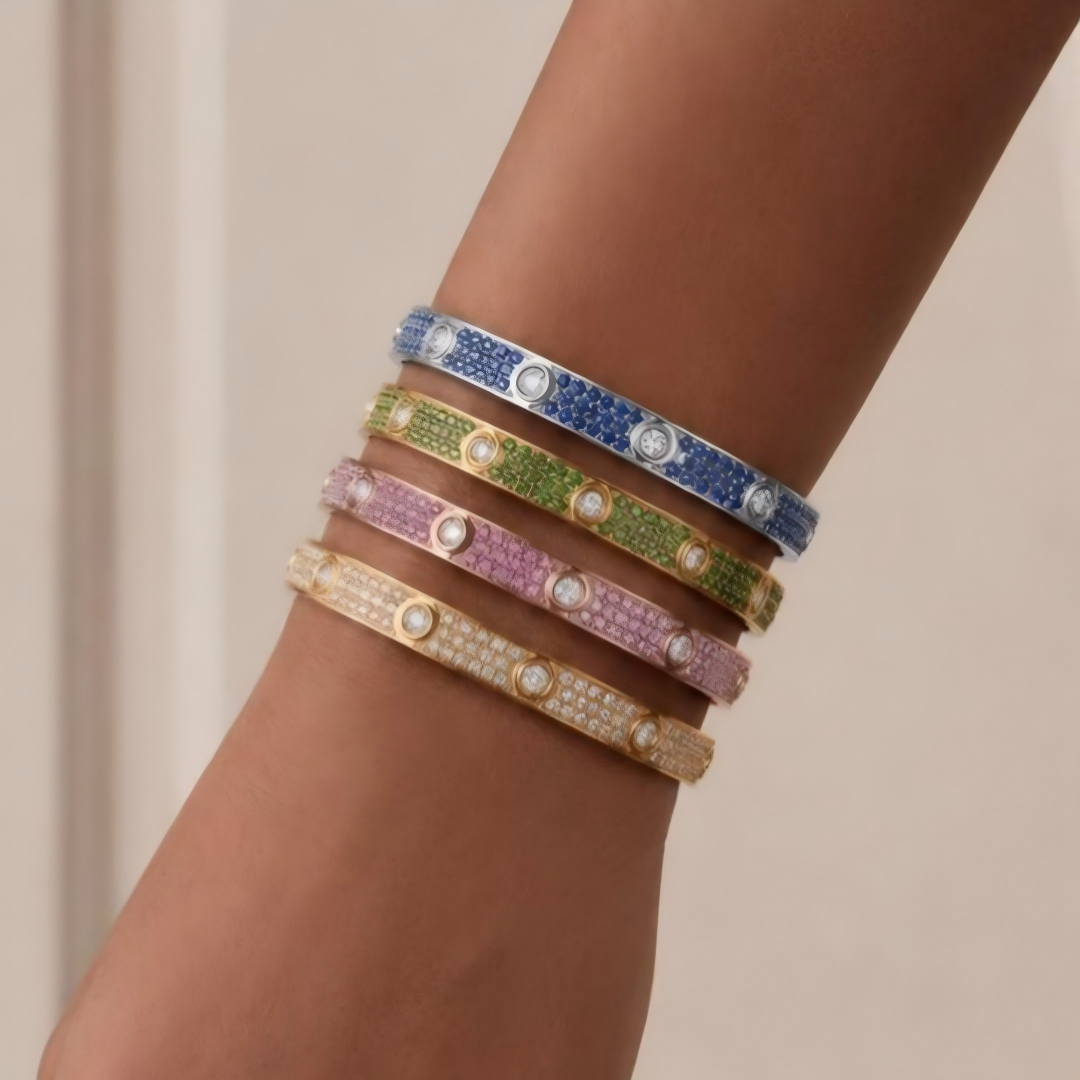 [Cadisa]2026 PAVE GEMSTONE LOVE BRACELET 6.1MM 10 DIAMONDS