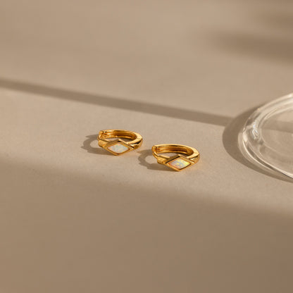 Rhombus Birthstone Huggies