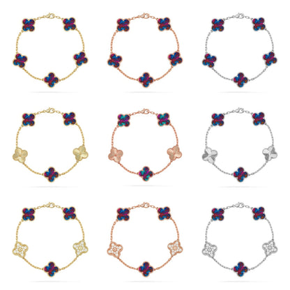 [Cadisa]CLOVER 5 MOTIF COLOR GEMSTONES BRACELET COLLECTION