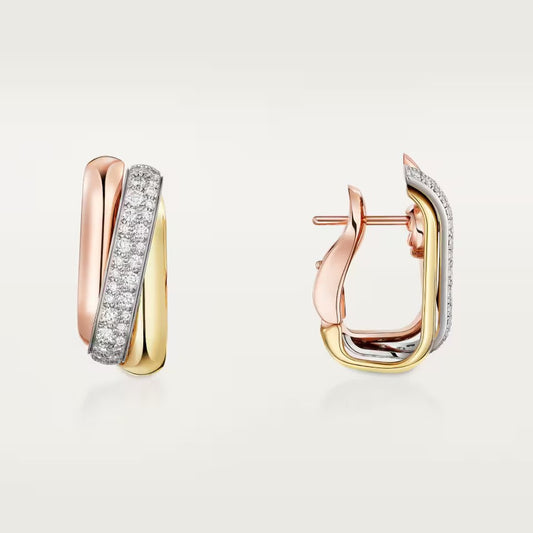 [Cadisa] TRINITY HALF DIAMOND  CUSHION EARRINGS