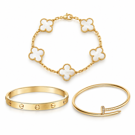 [Cadisa]Clover & Lover & Juste Bracelet Stack Set