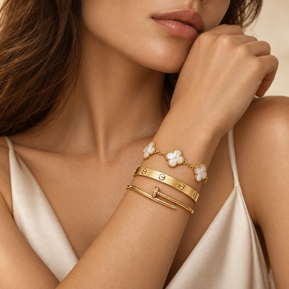 [Cadisa]Clover & Lover & Juste Bracelet Stack Set