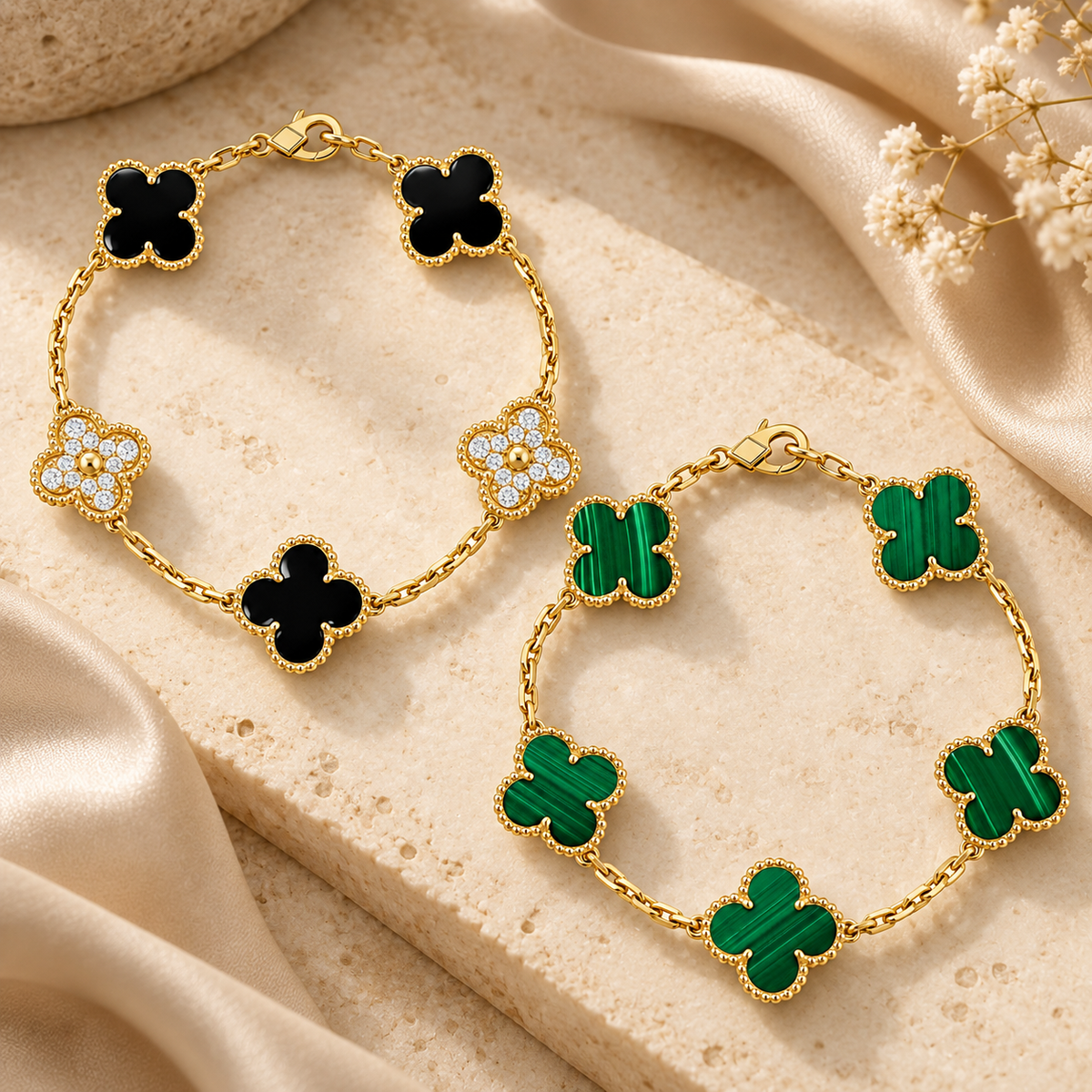 [Cadisa]Clover 5 Motifs  Duo Bracelet Stack Set
