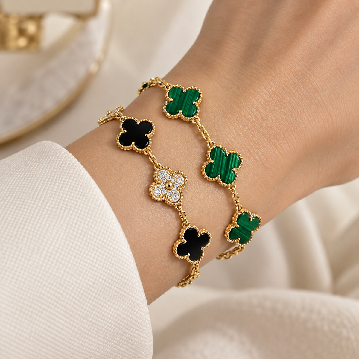 [Cadisa]Clover 5 Motifs  Duo Bracelet Stack Set