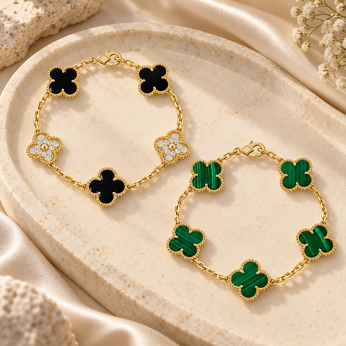 [Cadisa]Clover 5 Motifs  Duo Bracelet Stack Set
