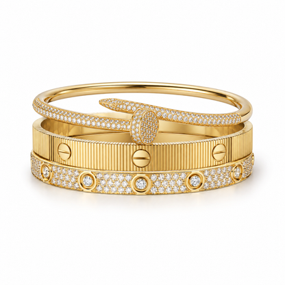 [Cadisa]Love & Juste Statement Bracelet Trio Stack Set